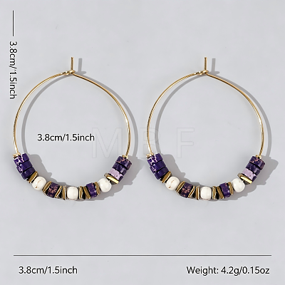 Bohemian Colorful Natural Stone Beaded Hoop Earrings for Women TC8754-4-1