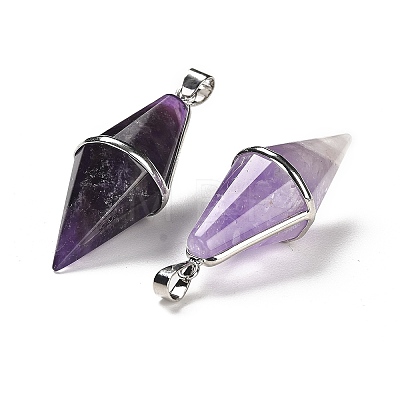 Natural Amethyst Pointed Pendants G-F763-04P-05-1