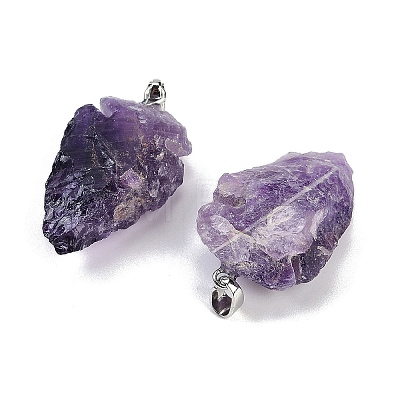 Raw Rough Natural Amethyst Pendants G-G162-01P-02-1