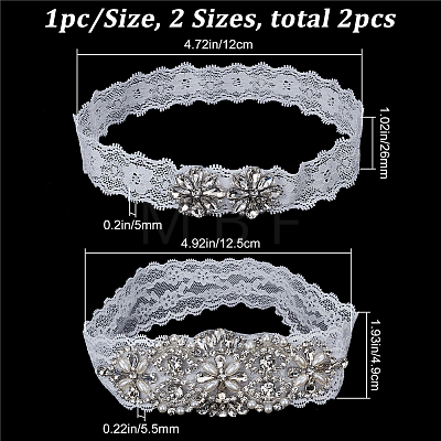 Lace Elastic Bridal Garters AJEW-WH0258-222-1