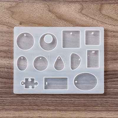 Geometrical Shape & Puzzle Piece Pendant Silicone Molds X-DIY-D076-03-1