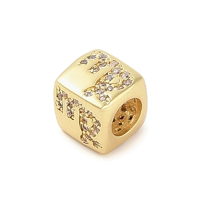 Brass Micro Pave Clear Cubic Zirconia European Beads LS-KK-K368-01G-06-1