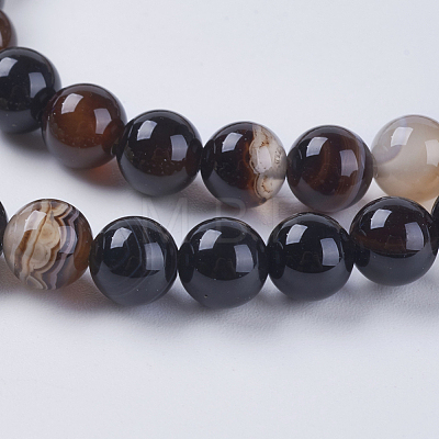 Round Dyed Natural Striped Agate/Banded Agate Beads Strands G-G582-6mm-04-1