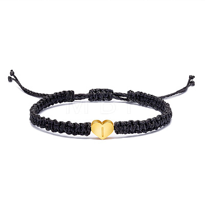 Alloy Heart with Letter Pattern Bead Braided Bead Bracelets FS-WGEB992-09-1
