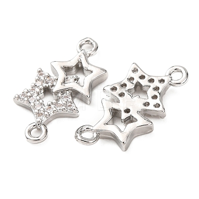 Brass Micro Pave Clear Cubic Zirconia Connector Charms KK-L270-05P-1