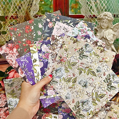 24Pcs 12 Styles Floral Flower Scrapbook Paper Pads PW-WG17C37-01-1