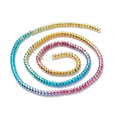Rainbow Color Electroplate Non-magnetic Synthetic Hematite Beads Strands G-L489-G01-1
