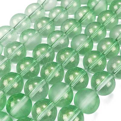 Frosted Transparent Glass Bead Strands GLAA-P065-10mm-04-1