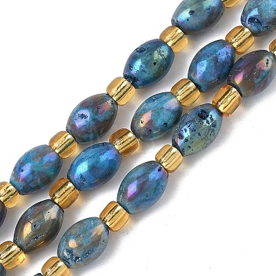 Electroplated Natural Druzy Geode Crystal Beads Strands G-G459-03B-07-1
