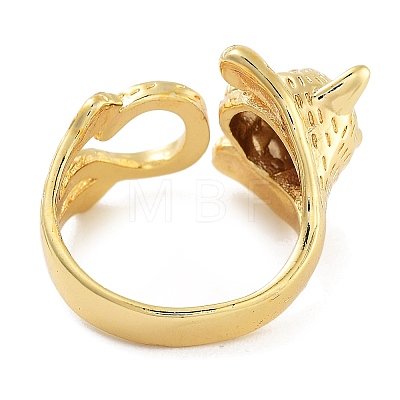 Cat Rack Plating Brass Micro Pave Cubic Zirconia Open Cuff Rings for Women RJEW-Z059-24G-1