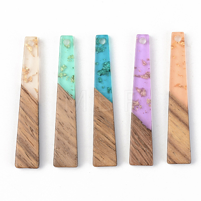 Transparent Resin & Walnut Wood Pendants RESI-S389-043A-B-1