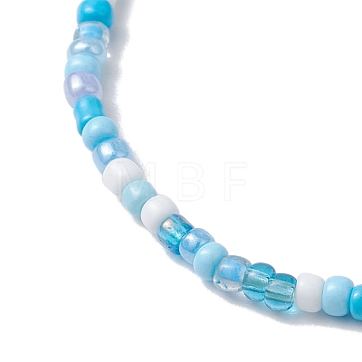 Glass with Dyed Synthetic Turquoise Beaded Stretch Bracelets BJEW-JB11031-02-1