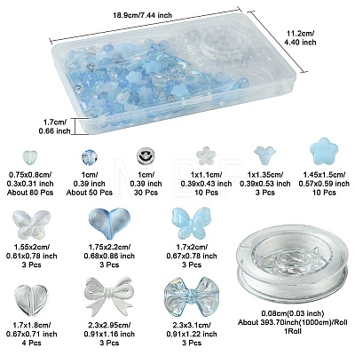 219Pcs 12 Styles Acrylic Beads with 1 Roll Strong Stretchy Beading Elastic Thread OACR-FS0001-58-1