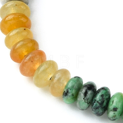 Natural & Synthetic Mixed Gemstone Flat Round Braided Bead Bracelets BJEW-JB09710-01-1
