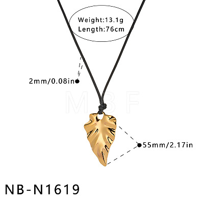 304 Stainless Steel Geometric Pendant Black Cord Necklaces FS-WG6204F-03-1