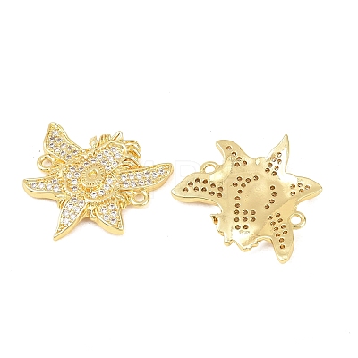 Brass Micro Pave Cubic Zirconia Flower Connector Charm KK-F931-09G-1