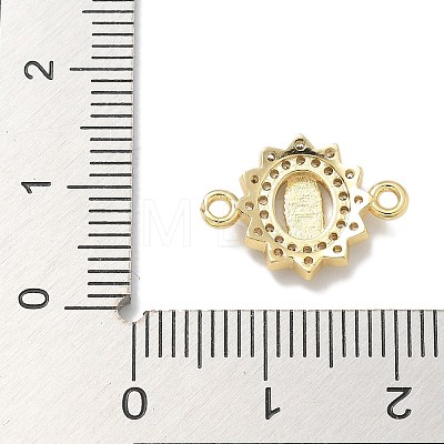 Rack Plating Brass Micro Pave Clear Cubic Zirconia Religion Virgin Mary Connector Charms KK-L224-094G-04-1