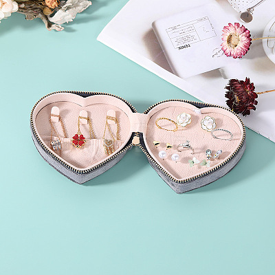 Heart Velvet Jewelry Storage Zipper Boxes PAAG-PW0003-02C-1