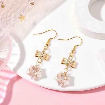 Glass Star Dangle Earrings EJEW-JE05548-05-1