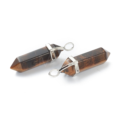 Natural Tiger Eye Pointed Pendants G-M378-01P-A26-1