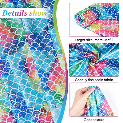 Polyester and Spandex Mermaid/Fish Scales Fabric DIY-WH0410-20-1
