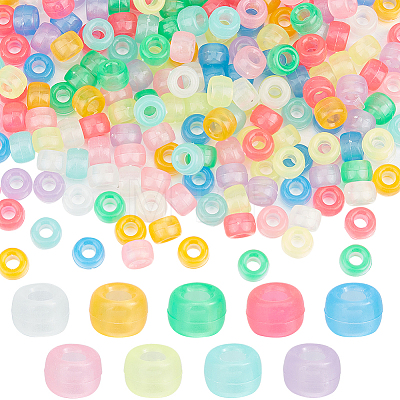 SUNNYCLUE 540Pcs 9 Colors Transparent & Luminous Plastic Beads KY-SC0001-85-1