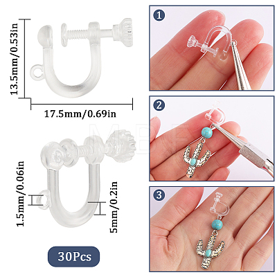 SUNNYCLUE 30Pcs Resin Clip-on Earring Findings FIND-SC0008-79-1