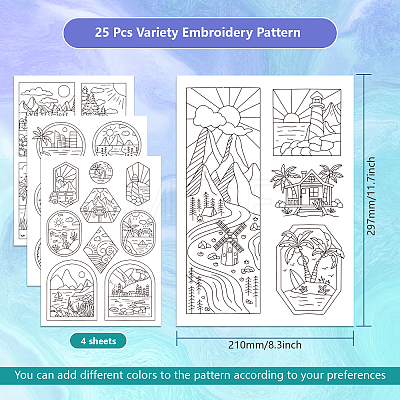 4 Sheets 11.6x8.2 Inch Stick and Stitch Embroidery Patterns DIY-WH0455-027-1