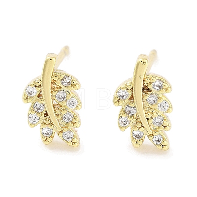 Brass Micro Pave Clear Cubic Zirconia Stud Earrings for Women EJEW-S217-D03-1