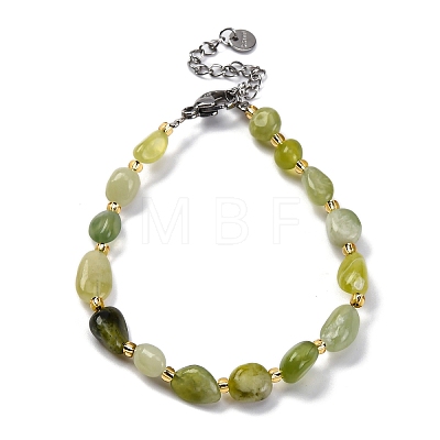 Natural Xiuyan Jade Beaded Bracelets for Women G-P563-07P-09-1