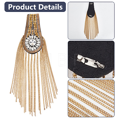 Fashion Iron Chain Tassel Epaulettes AJEW-WH0419-16G-1