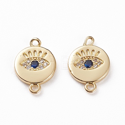 Brass Micro Pave Clear & Royal Blue Cubic Zirconia Links Connectors LS-KK-C100-40G-1