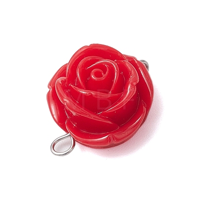 Opaque Resin Red Rose Flower Links Connector Charms PALLOY-JF02750-02-1