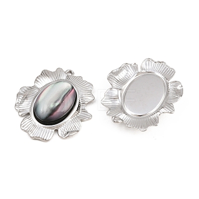 Natural Shell Oval Pendants STAS-Z202-13P-1