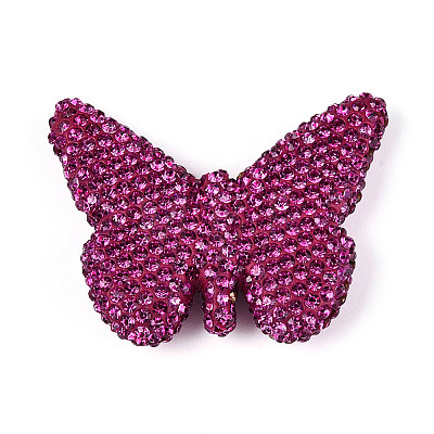 Butterfly Shaped Handmade Polymer Clay Rhinestone Beads CLAY-T023-23A-1