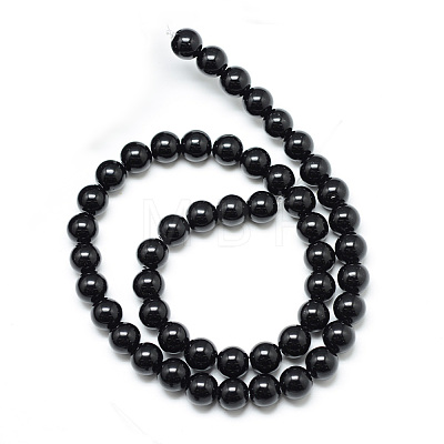 Synthetic Black Stone Bead Strands G-R345-8mm-35-1-1