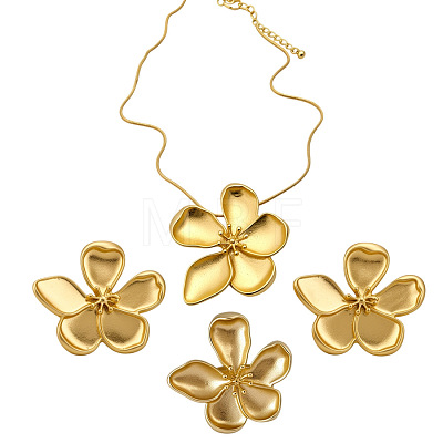 Alloy & Brass Pendant Necklace & Stud Earrings & Ring Sets for Women WG98584-01-1