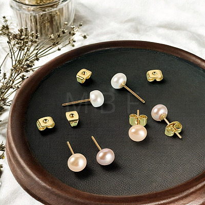 6Pcs 3 Colors Natural Cultured Freshwater Pearl Stud Earrings EJEW-TAC00025-1