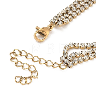 304 Stainless Steel Rhinestone Cup Chain Multi-strand Bracelets for Women BJEW-P376-01G-03-1