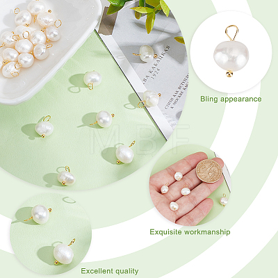 24Pcs Natural Pearl Two Sides Polished Charms PALLOY-HY00055-1