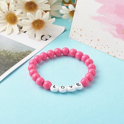 Opaque Acrylic Beads Stretch Bracelet for Kid BJEW-JB06587-1