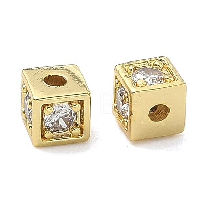 Brass Micro Pave Clear Cubic Zirconia Beads KK-D229-20G-1