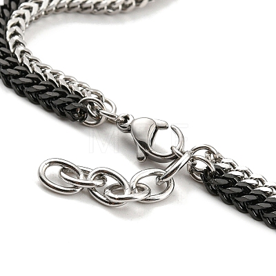 Two Tone 304 Stainless Steel Wheat Chains Double Layer Multi-strand Bracelets BJEW-D030-08EB-1