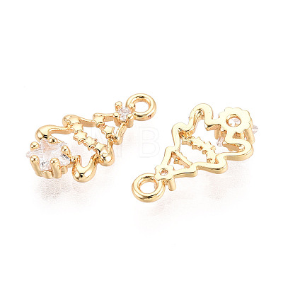Brass Micro Pave Cubic Zirconia Charms KK-N263-141A-G-1