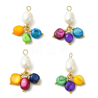 Natural Pearl & Dyed Shell Pendants PALLOY-JF05537-1