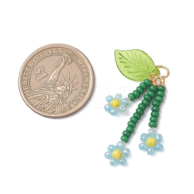 Glass Seed Beaded Flower Pendants PALLOY-MZ01194-01-1