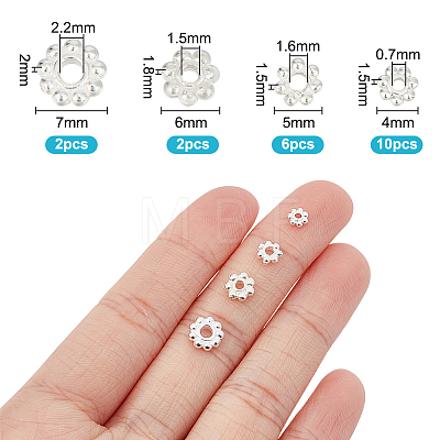 GOMAKERER 20Pcs 4 Styles 925 Sterling Silver Spacer Beads STER-GO0001-19-1