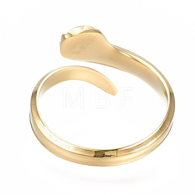 304 Stainless Steel Snake Wrap Open Cuff Ring for Women RJEW-T023-78G-1