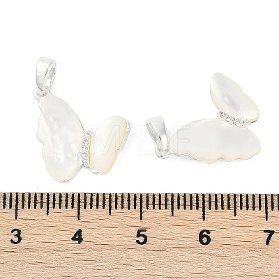 Natural White Shell Butterfly Pendants KK-U043-25S-1