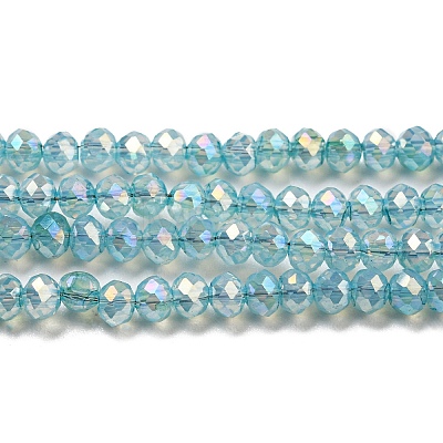 Transparent Baking Painted Glass Beads Strands DGLA-F002-02B-02-1